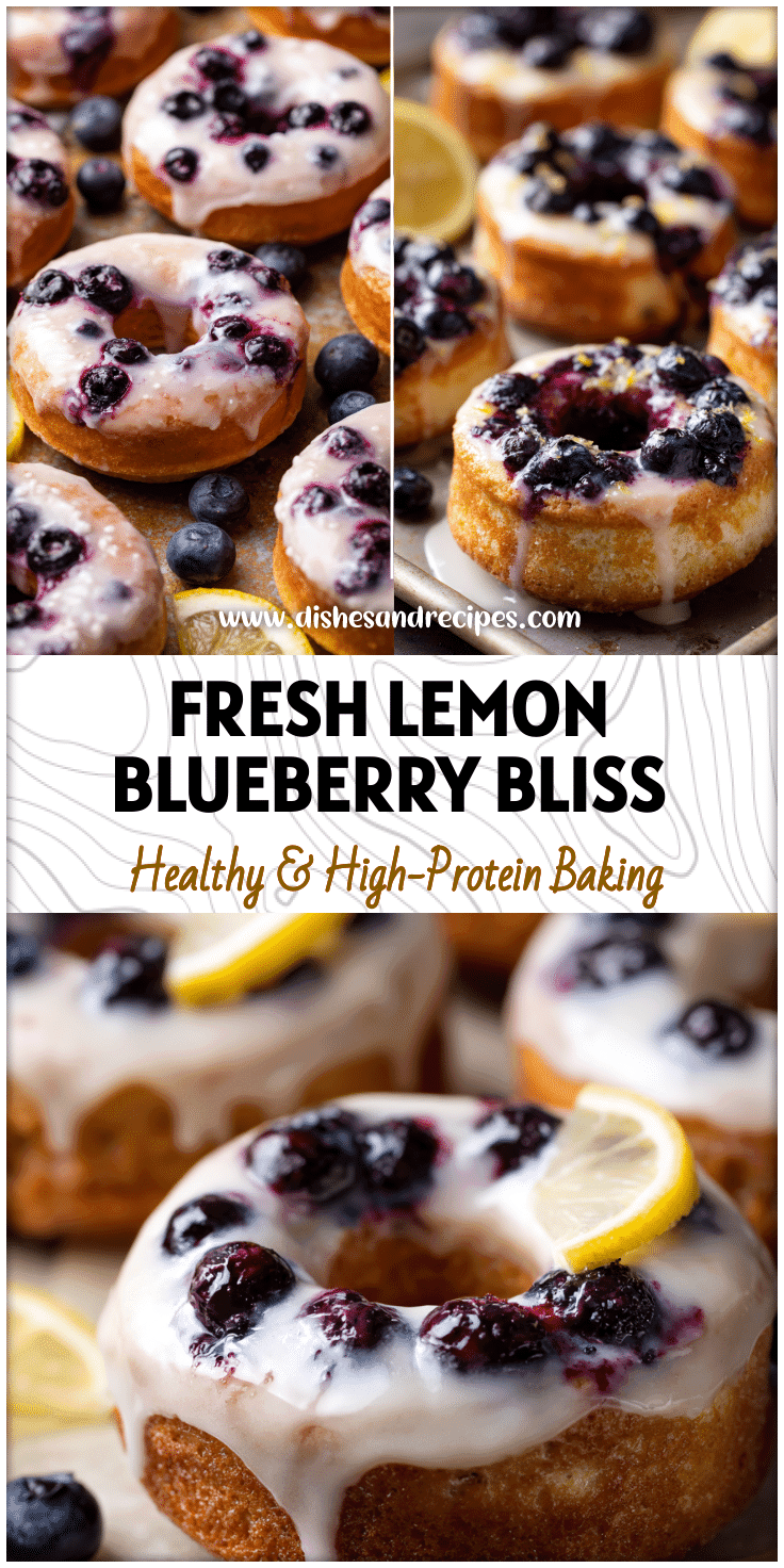 Golden baked Lemon Blueberry Donuts on a tray with glaze, showcasing Unique Donuts Ideas and Homemade Donuts Recipe style.